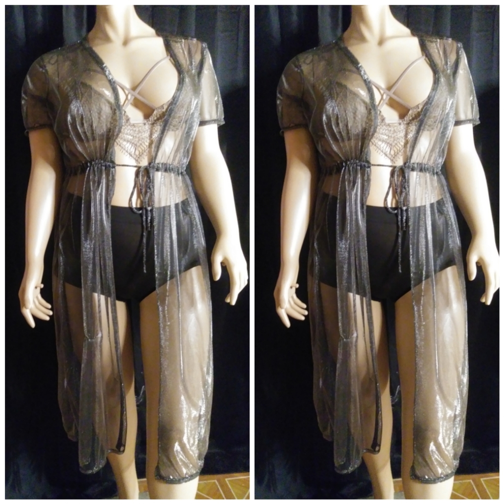 See-through sheer black and silver